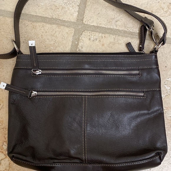 👛 TIGNANELLO CROSSBODY LEATHER HANDBAG shoulder bag purse Brown Like new - Picture 2 of 15